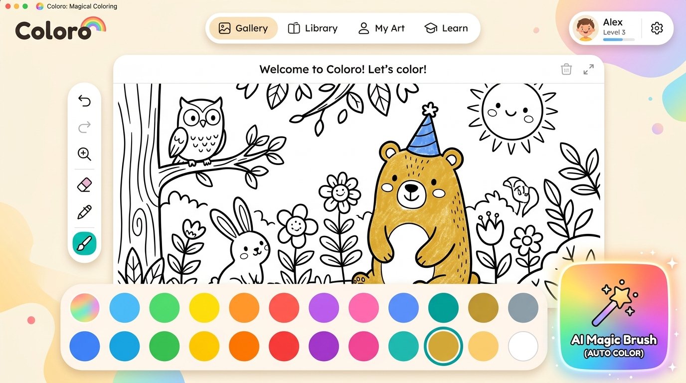 Coloro AI Coloring Book Interface