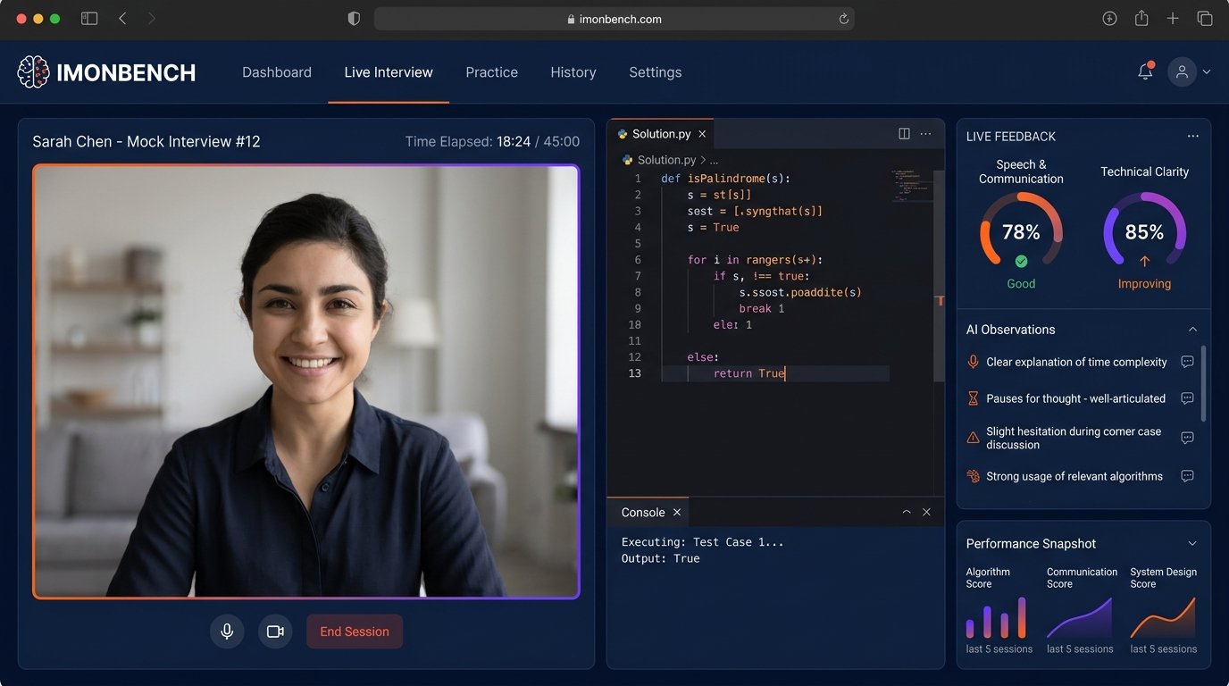 IMONBENCH AI Interview Simulator Interface